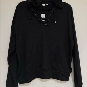 GAP Women’s Black Lace-Up Hoodie Casual Top